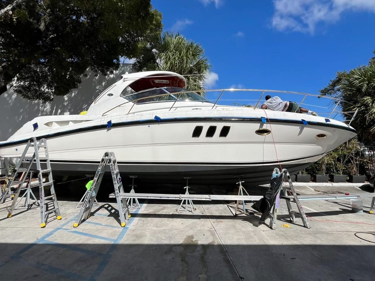 Boat masked and prepared before wrapping